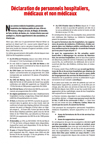 Soignants contre fermeture de lits mars 2021
