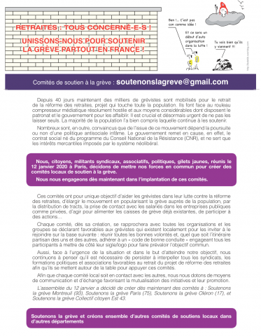 Tract comités de soutien à la grève