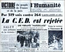 Une de l'Humanité le 30 août 1954